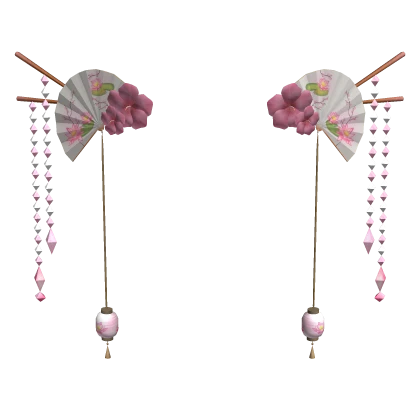 Traditional Fan Sakura White Pink Hair Clips