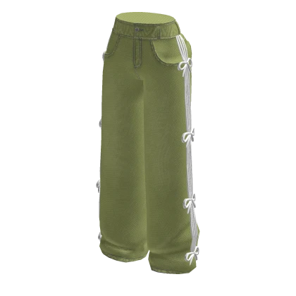 ♡ cute ribbon & bow denim jeans - green