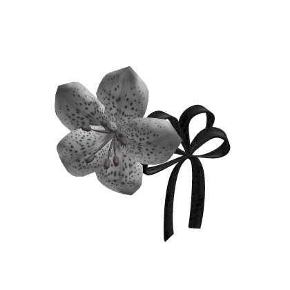 white flower and black ribbon hairclips