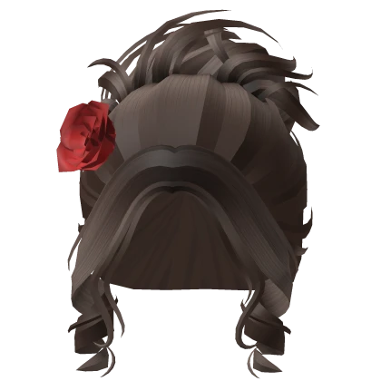 Valentines Rose Flower Messy Bun in Dark Brown