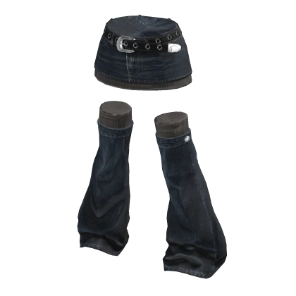 💗Y2K DENIM SKIRT AND LEG WARMERS_DARK BLUE