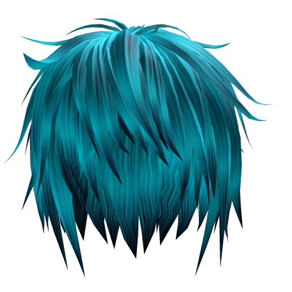 Cyan Anime Messy Emo Boy Hair