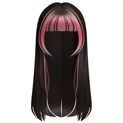 Cute Straight Hime Layered Hair in Brown w/ Pink