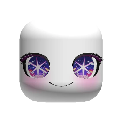 🍀Anime Purple Sparking Eyes Face Head - White