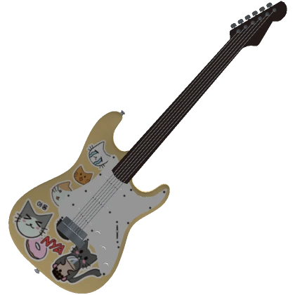 Kawaii Cat Sticker Covered Electric Guitar