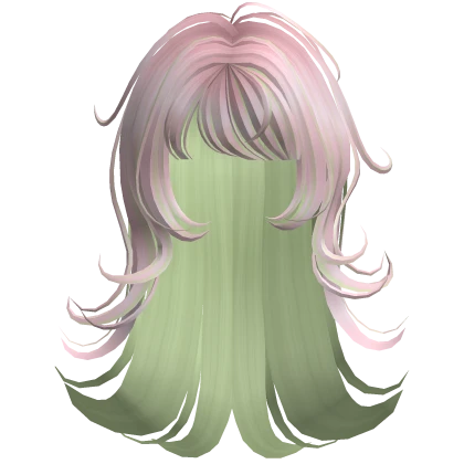 ♡ Messy Long Emo Wolfcut in Igari Pink and Green