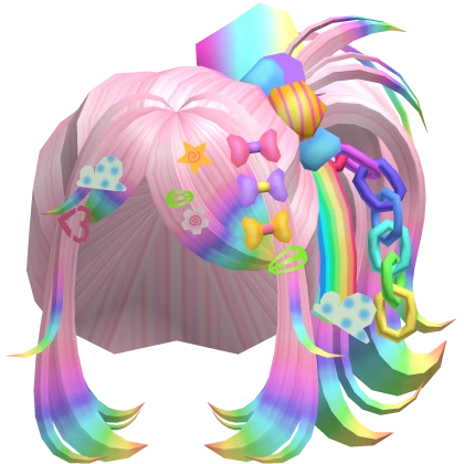 decora bubblegum pink rainbow messy ponytail 