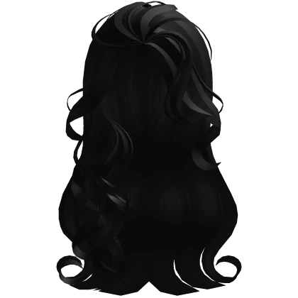 Long Messy Side Swept Wavy Black Hair