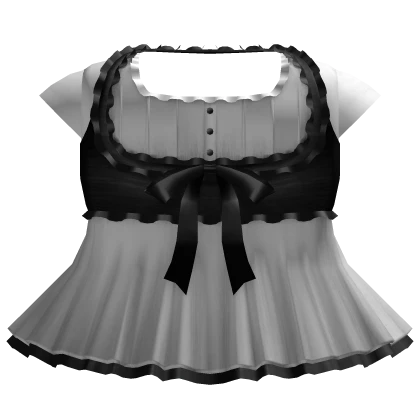 gothic white & black ruffle dress with big bow 3.0