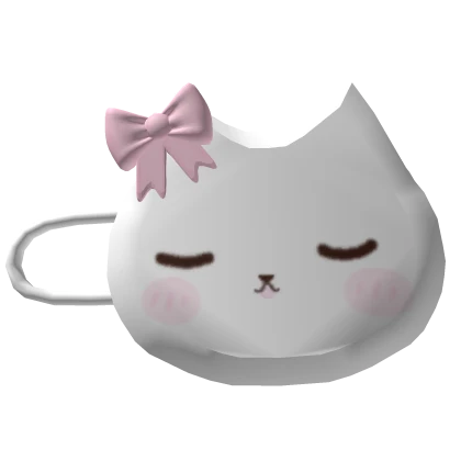 cute white kitten pin w bow ♡