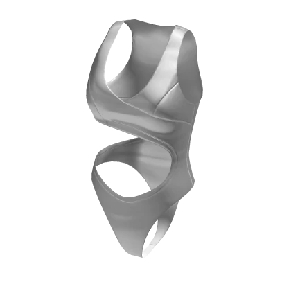 ☆ Latex Workout Cutout Bodysuit in White/Chrome 
