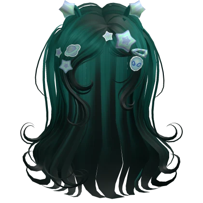 ♡ Alien Star Girl Hair w/ Charms (Dark Cyan)
