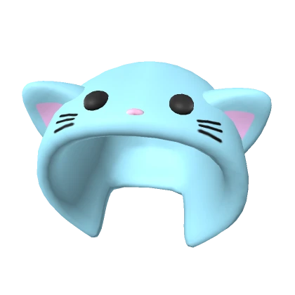 Cute Kitty Sky Blue Plushie Mask Hood