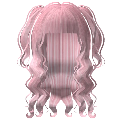 Long Wavy Pigtails Curls Hair In Pink