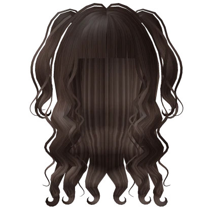 Long Wavy Pigtails Curls Hair In Brown