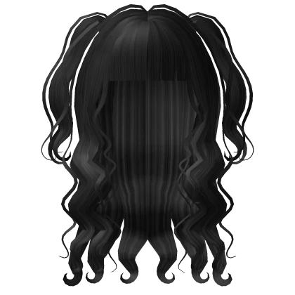 Long Wavy Pigtails Curls Hair In Black