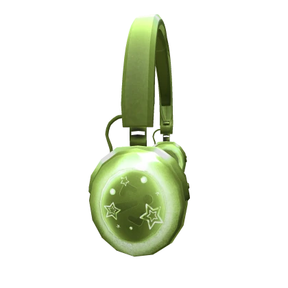 green glossy star headphones