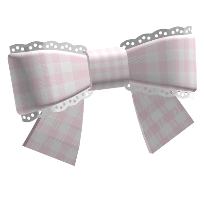 ♡ : pretty lace ribbon hair bow ꒰ baby pink plaid