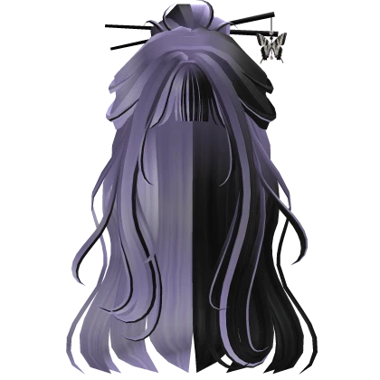 Purple & Black Half Bun Hair w/Butterfly Clip