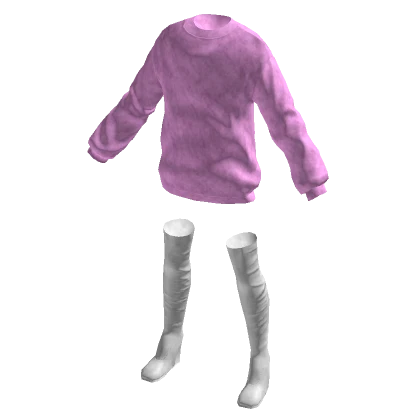 Oversized Jumper With Boots - Pink White