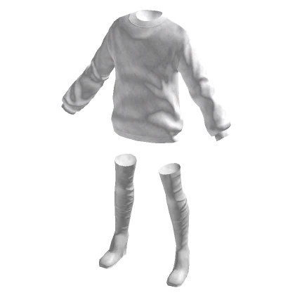 Oversized Jumper With Boots - White