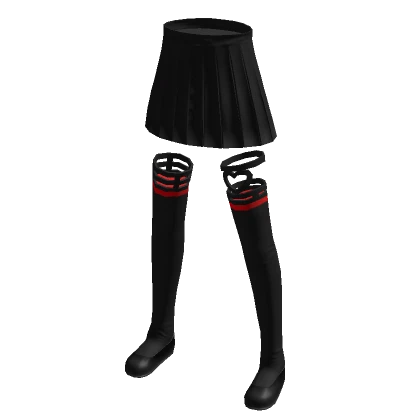 Cute Anime Uniform Skirt - Black Red