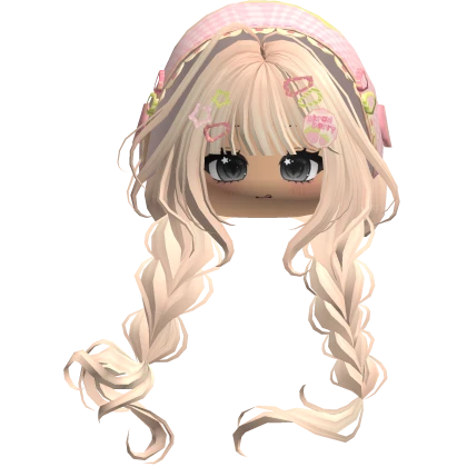 Blonde Igari Hair w/ Cute Face & Pink Green Bonnet