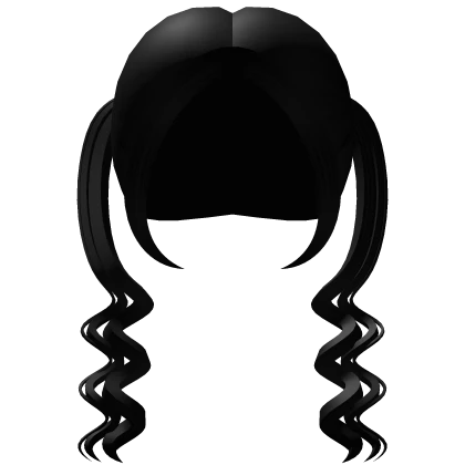 ♡ cute kawaii front long curly pigtails (black)