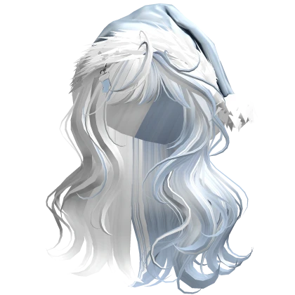 Blue & White Lush Wavy Hair w/ Blue Santa Hat