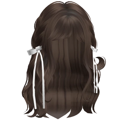 ♡ Wispy Loose Braided Hair w/ White Bows Brown