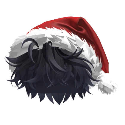 Blue Black Messy Hair w/ Santa Hat