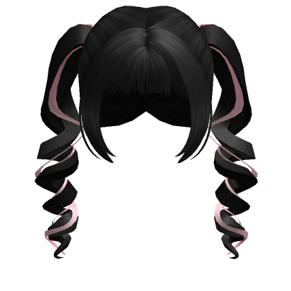 Black Kawaii Curled Swirl Pigtails