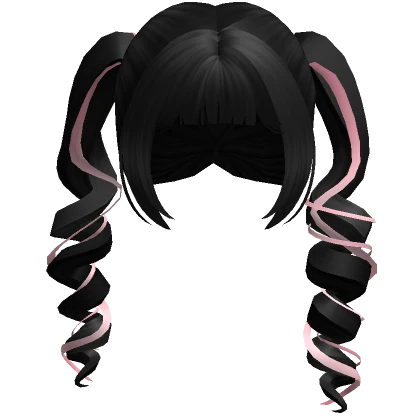 Black Kawaii Curled Swirl Pigtails