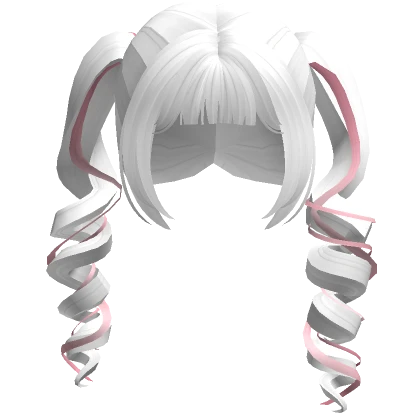 White Kawaii Curled Swirl Pigtails