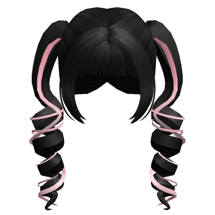 Black Kawaii Curled Swirl Pigtails