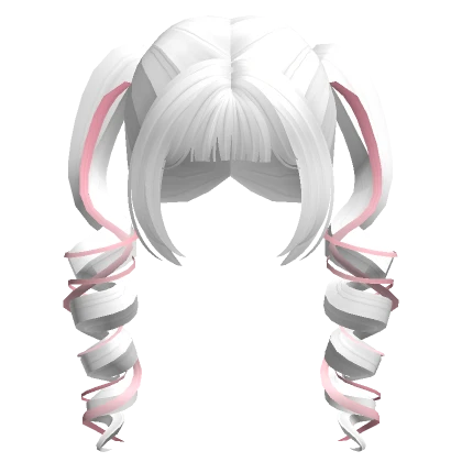 White Kawaii Curled Swirl Pigtails