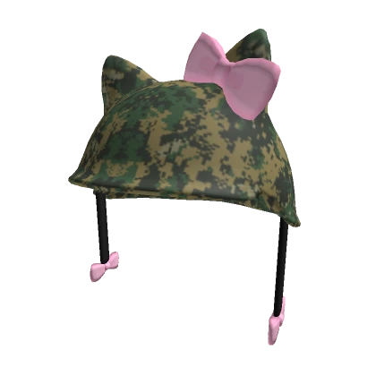 Kitty camo helmet with pink bow