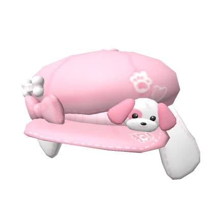 Pink Puppy Beret Kawaii Bone Ribbon