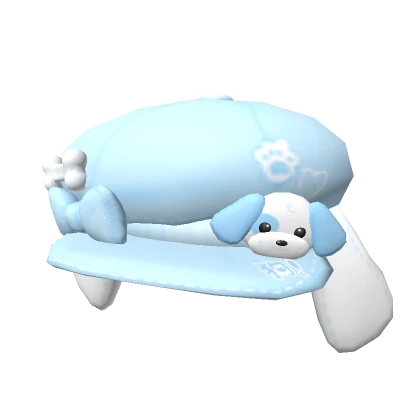 Blue Puppy Beret Kawaii Bone Ribbon