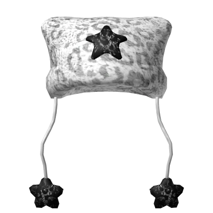 Leopard Print Star Kitty Beanie [Black and White]