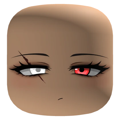Face with a Glowing Red White Blind Eye and a Scar