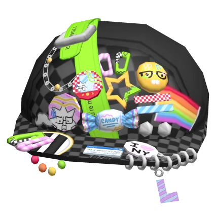 Scene Rainbow Decora Rave Grey Cap