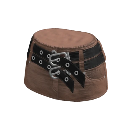 🍀Belt Denim Mini Skirt (Moka Brown)