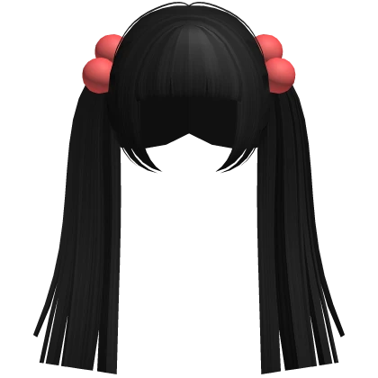 ♡ FREE : black kawaii hime pigtails + giant bobble