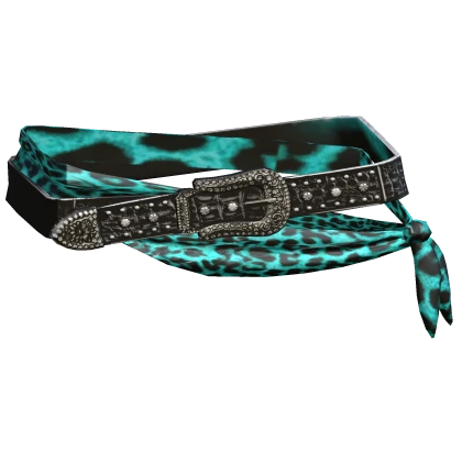 Black Teal Cheetah Scene Leather Belt Sarong
