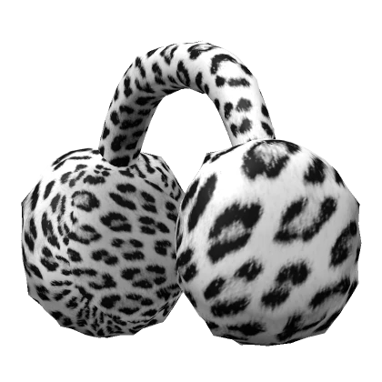 Fluffy Leopard Print Earmuffs [White]