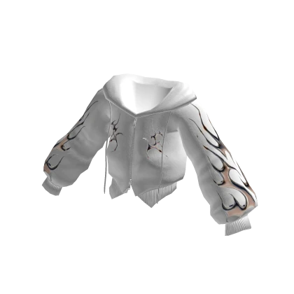 Hoodie Jacket Double Zip Y2K White Chrome