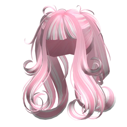 Magical Wispy Swirl Pigtails in Pink & White