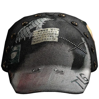 "pinned" bejewelled pierced upcycled trucker hat