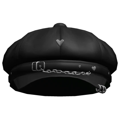 Black Goth Beret Cap